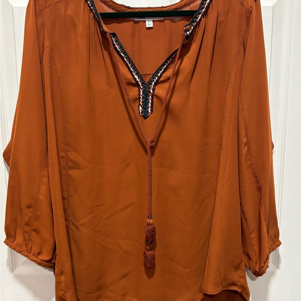 DR2 Terracotta Blouse with Braided Detail